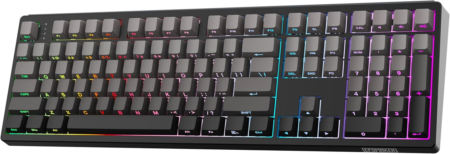 EPOMAKER TH108 Full Size Mechanical Keyboard, Wireless Gaming Keyboard with 8000mAh Battery, Creamy Gasket, 108 Keys, Hot Swap, Custom Driver, RGB Backlight (Black, Sea Salt Silent)