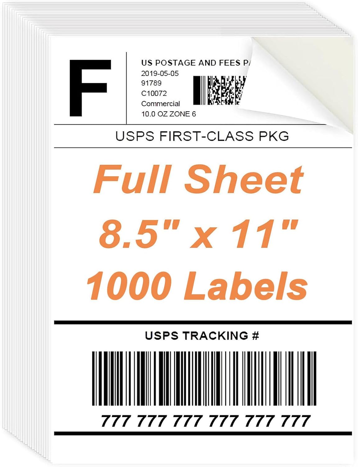 8.5" x 11" Sticker Paper for Inkjet Printers - 1000 Sheets Full Sheet Shipping Labels Printable Full Page Labels 8.5×11 White Sticker Paper for Laser Printing - Matte