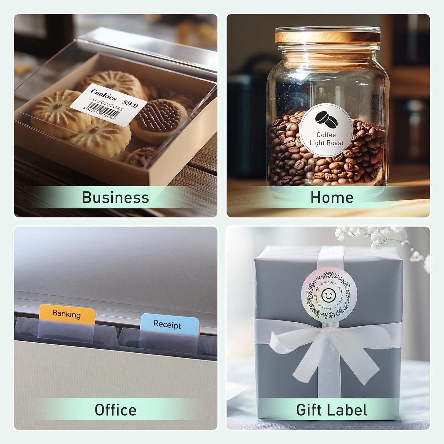 SUPVAN T50M Plus Bluetooth Label Maker Machine with 3 Tapes, High Printing Clarity, Versatile App with 40+ Fonts and 450+ Icons, Inkless Labeler for Business, Home, Office Organization, Green