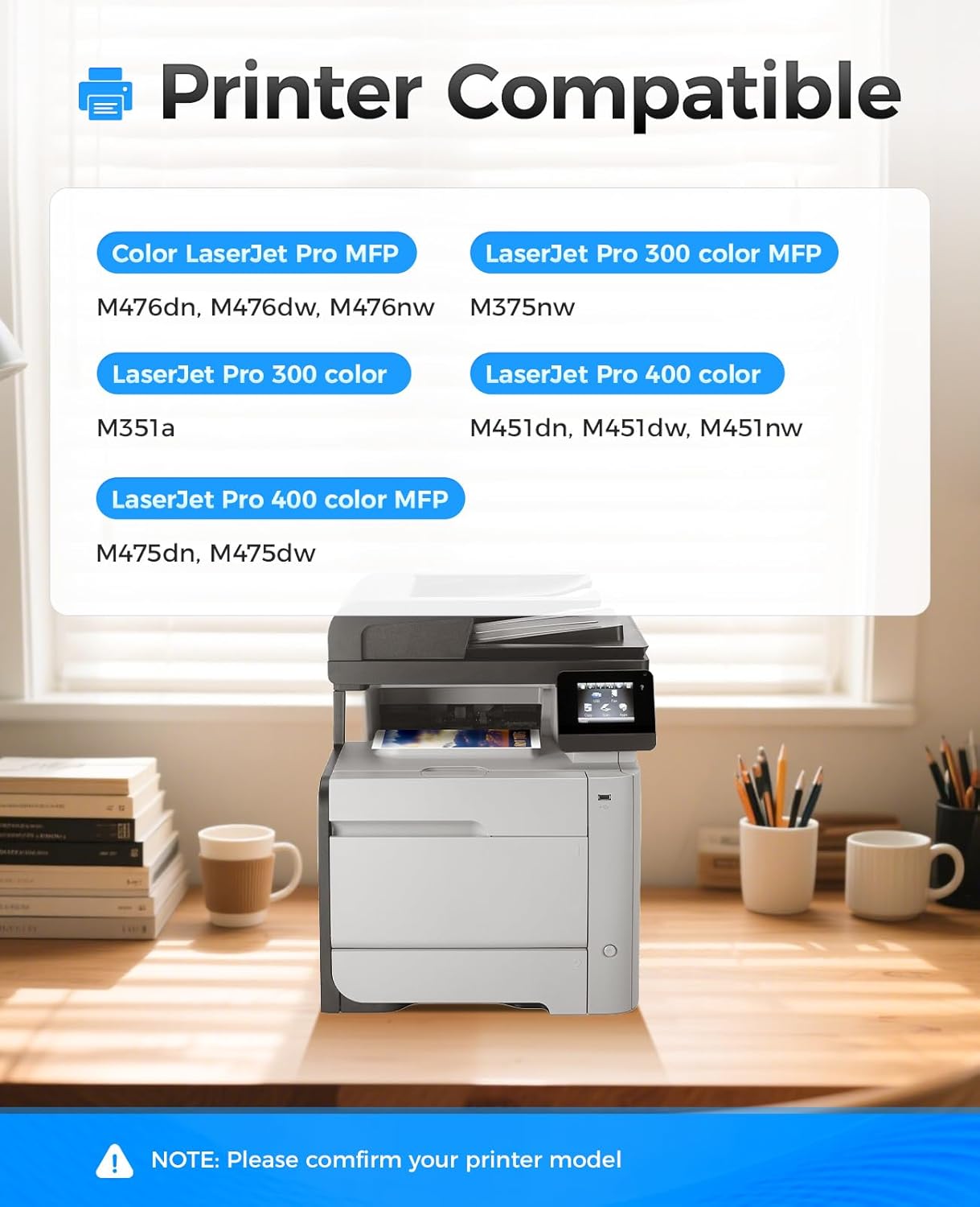 312A 305A Toner Cartridge Set 4-Pack Replacement for HP 312A 305A CF380A CE410A for Laserjet Pro 400 Color MFP M475dn M475dw M451dn M451dw M451nw Pro 300 M375nw M351a M476dw M476nw M476dn Printer Ink