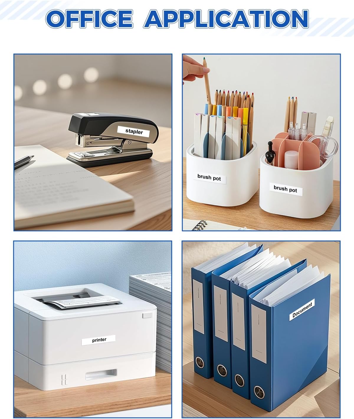 Tze221 9mm 0.35" Laminated White Tape Compatible for Brother 9mm Label Tape Tze-221 Tz-221 P Touch Tz Tze 9mm 3/8" Black on White Label for PTH110 PTD210 PT-D220 PTD400 PT-D610BT, 4-Pack