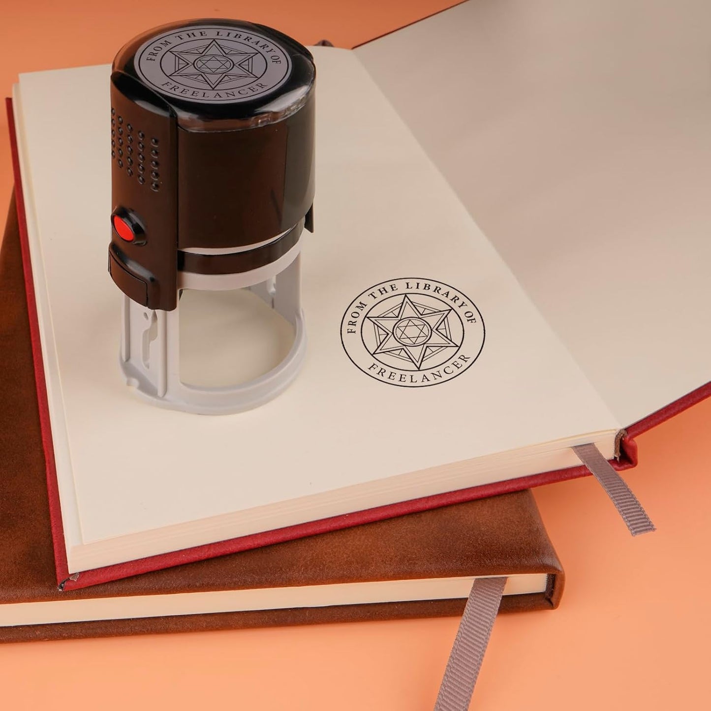 Custom Ink Stamp | Personalized Self Inking Stamp Gifts for Book Lovers, Readers, Teachers | 5 Ink Colors (Star-04)