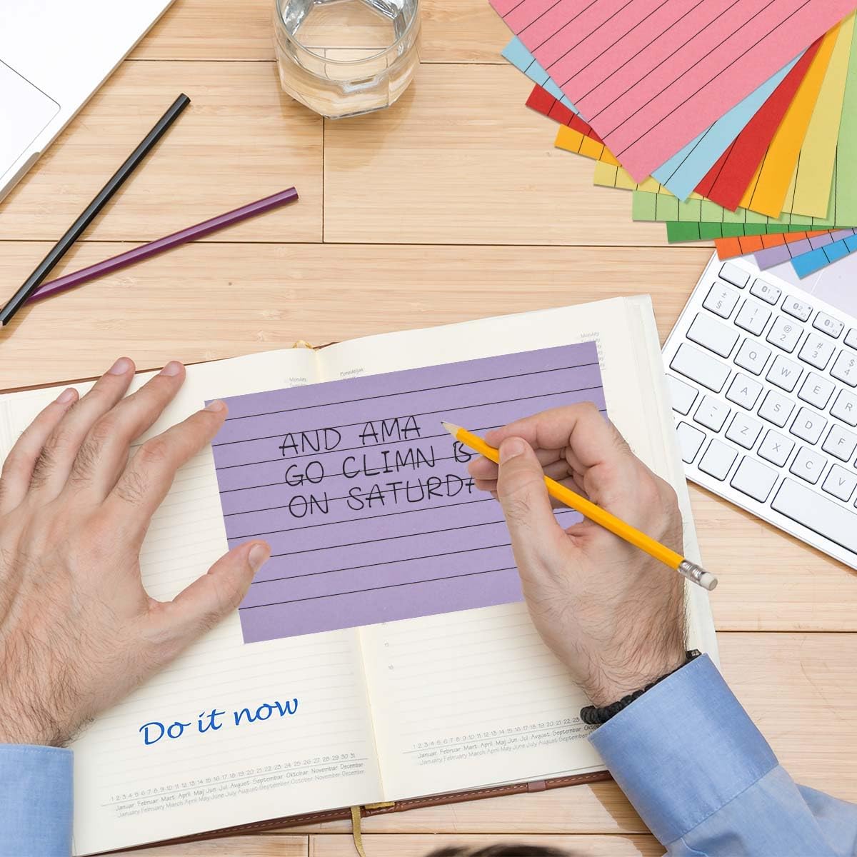 OBTANIM 200 Count 4 x 6 Inch Index Cards Assorted Colors Ruled Index Flash Cards for Studying Taking Note Office Home and School Daily Recording