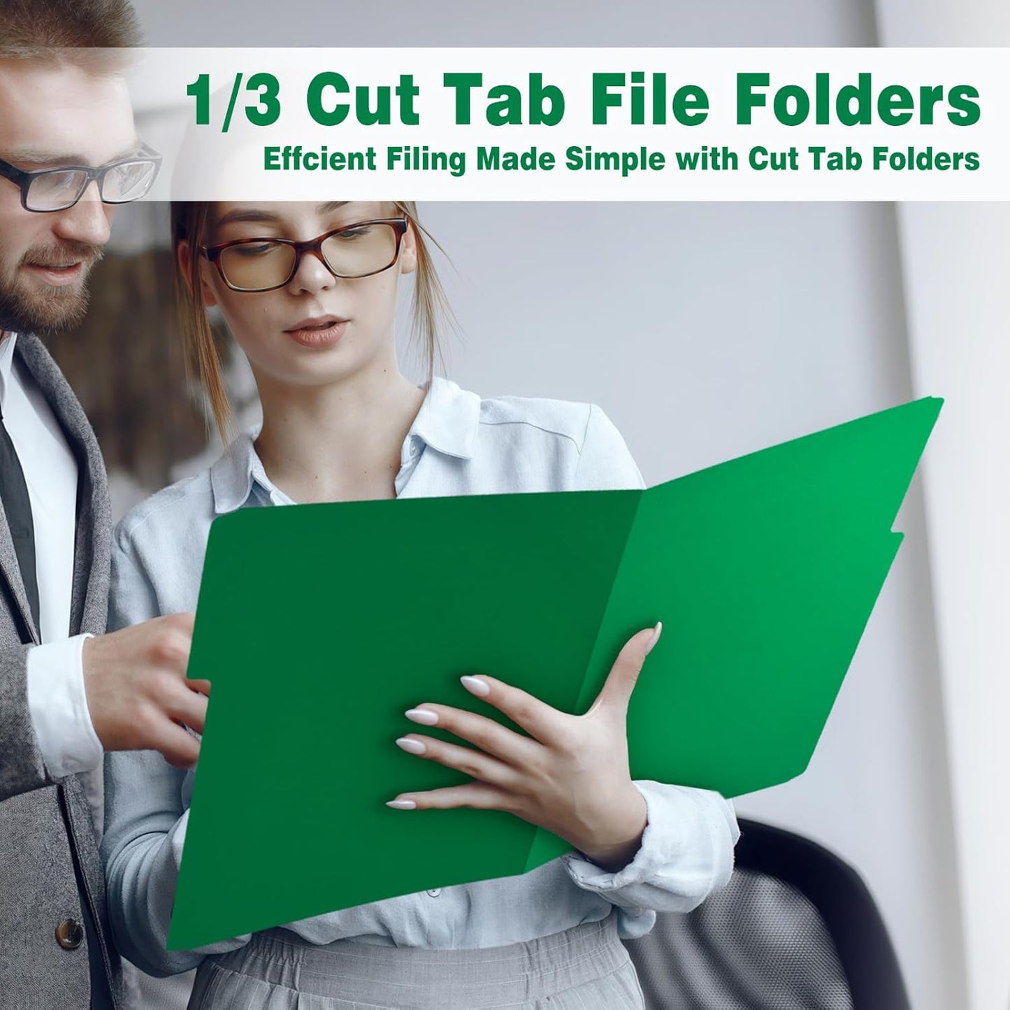 File Folders,IntoJoy 120 Pack Colored File Folder Letter Size, 1/3 Cut Tab Filing Folders for Office School Business File Document Organization,Green