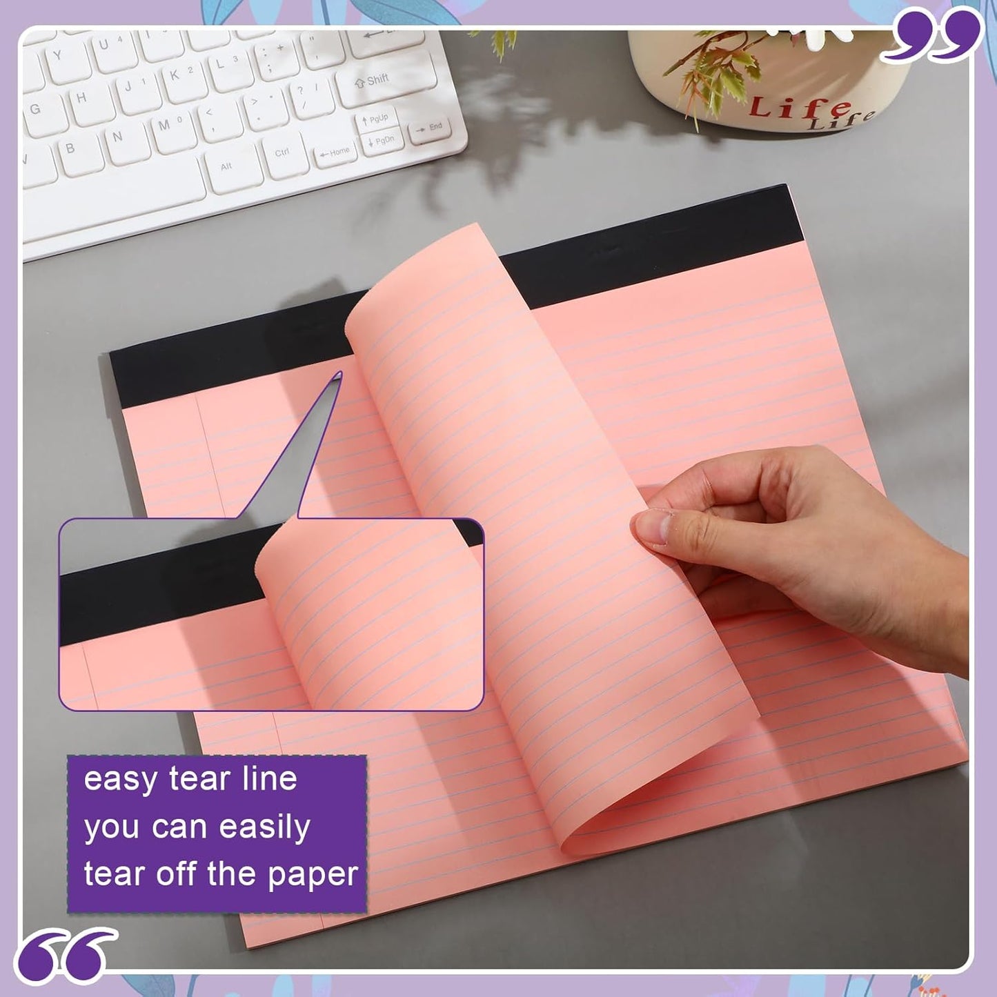 Lincia 12 Pcs 11" x 9.5" Legal Pads College Ruled Notepad Landscape Notebook Horizontal Lined Notebook 80 Gsm Assorted Colors Paper Pastel Writing Pads for School Office, 40 Sheet (Cute Color)