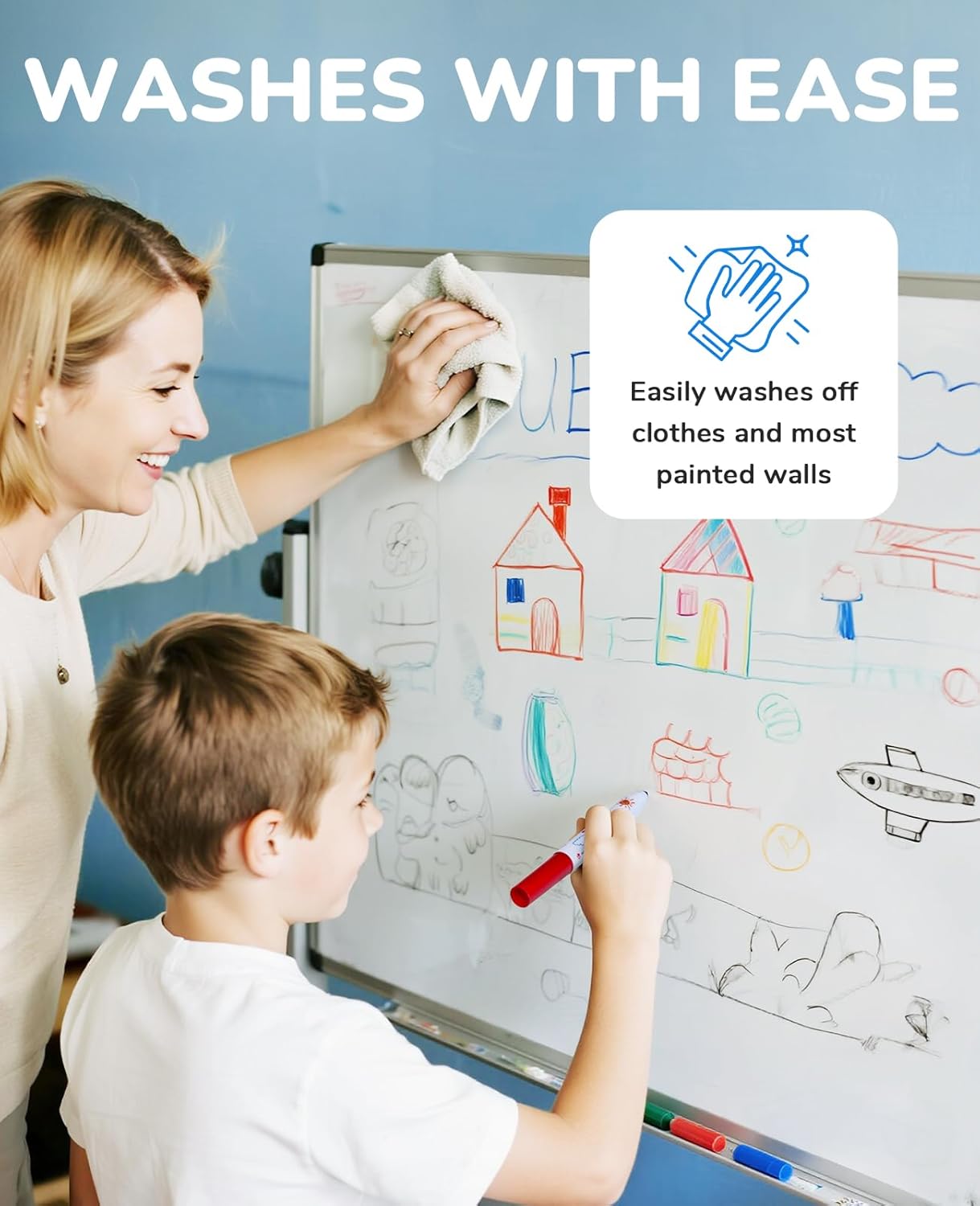 JoyCat 240-Count Washable Markers Bulk Set - 12 Assorted Colors | Classroom Supplies for Teachers, Markers For Kids & School | Flip-Top Storage Box, Non-Toxic Art Supplies