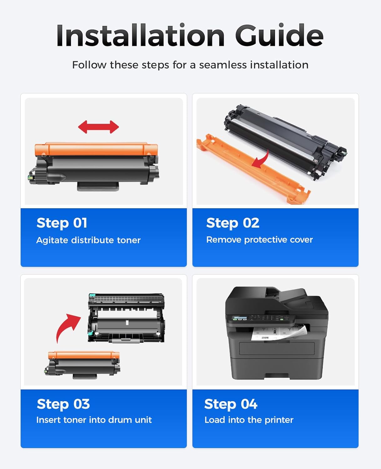 TN830XL Black Toner Cartridge 2-Pack High Yield Replacement for Brother TN830XL TN830 XL Compatible for HL-L2460DW HL-L2405W HL-L2480DW MFC-L2820DW DCP-L2640DW MFC-L2900DW HL-L2400D Laser Printer Ink