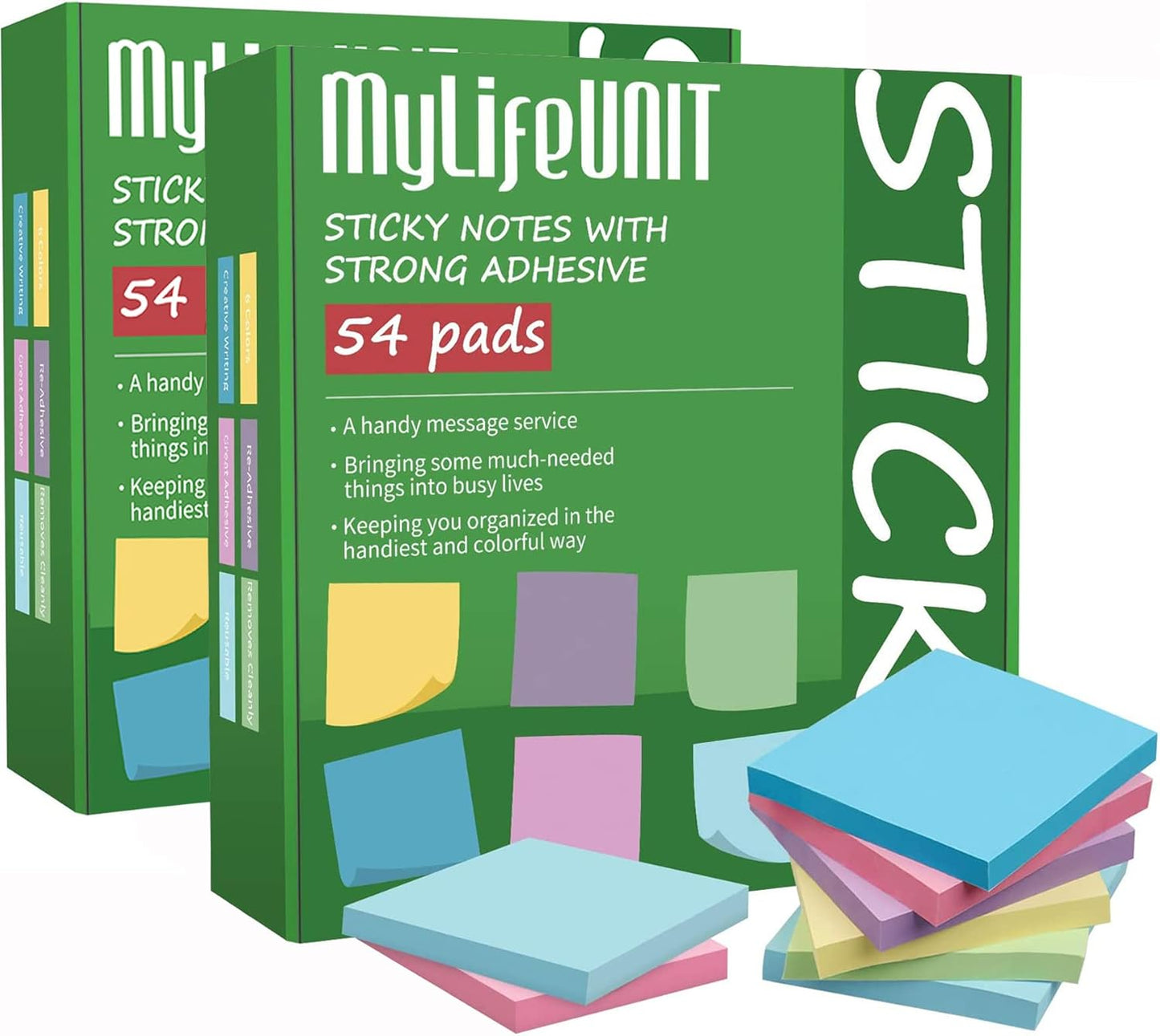 MyLifeUNIT Sticky Notes 3x3, Bulk Pack 108 Note Pads 10800 Sheets for Daily Reminder, Self-Stick Notes with 6 Assorted Colors for Office School Home Notebook Supplies
