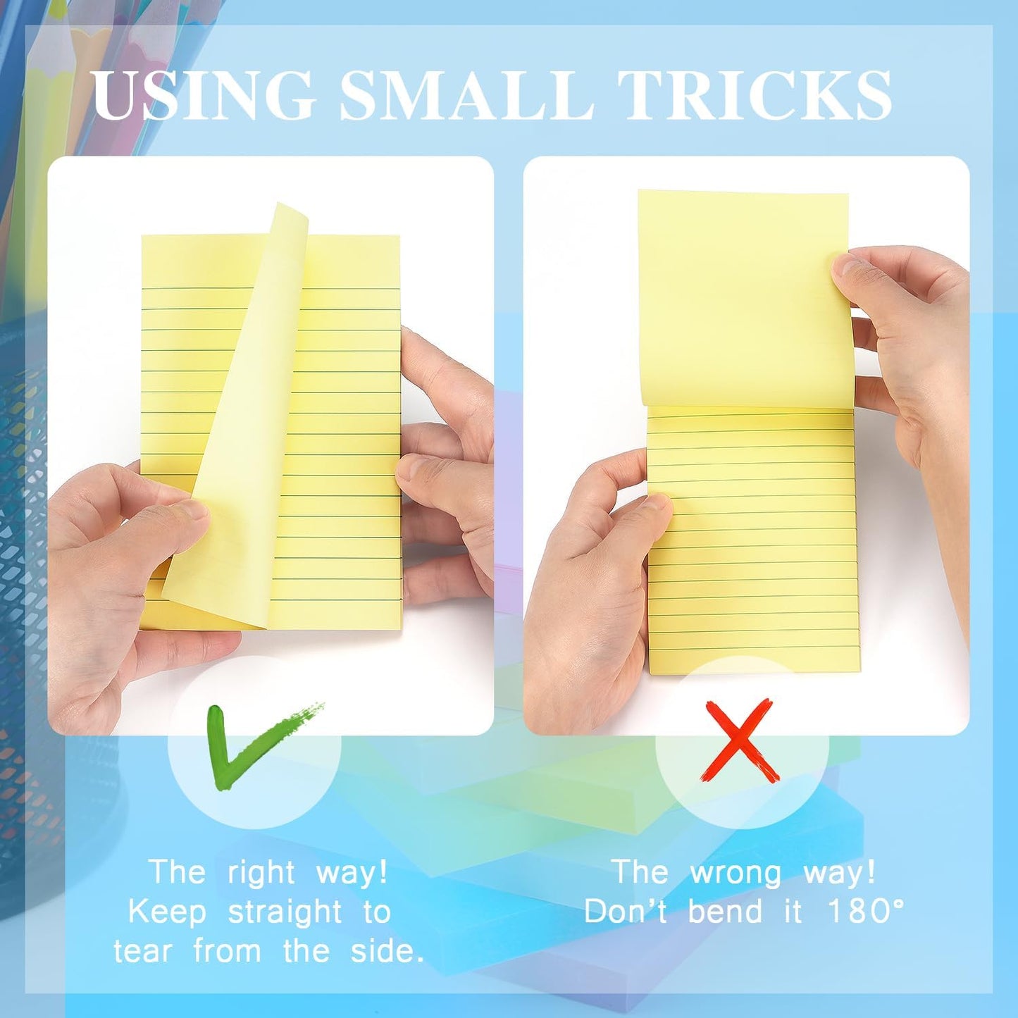 Early Buy 6 Pads Lined Sticky Notes with Lines 4x6 Self-Stick Notes 6 Pastel Color Sticky Notes, 45 Sheets/Pad
