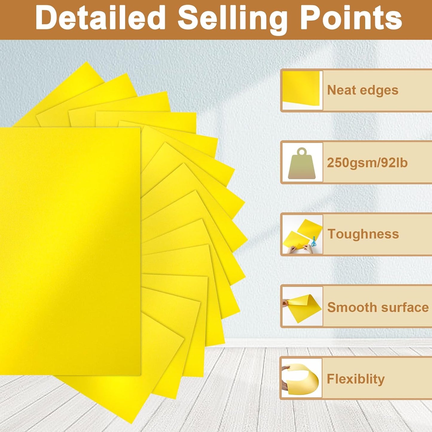 28 Sheets Shimmer Yellow Cardstock 8.5 x 11 Craft Paper, 250gsm/92lb Thick Printer Paper Card Stock for DIY Making Cards, Office, Scrapbooking, Invitations, Memos, Wedding