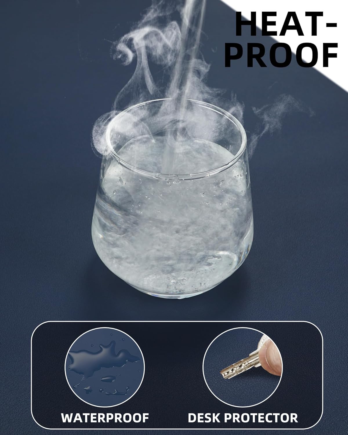 Extra Large Desk Mat - 63"x 17" Non-Slip Desk Pad for Office and Home - Ideal for Large Mouse Pad and Desk Mats on Top of Desks(Midnight Blue)