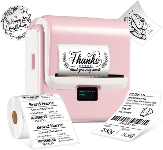 ORGSTA Label Maker Machine with Tape, T003 Thermal Label Maker, 3.15 Inch Bluetooth Label Printer Compatible with Phone & PC, Sticker Printer Barcode Thermal Maker for Small Business, Home, School