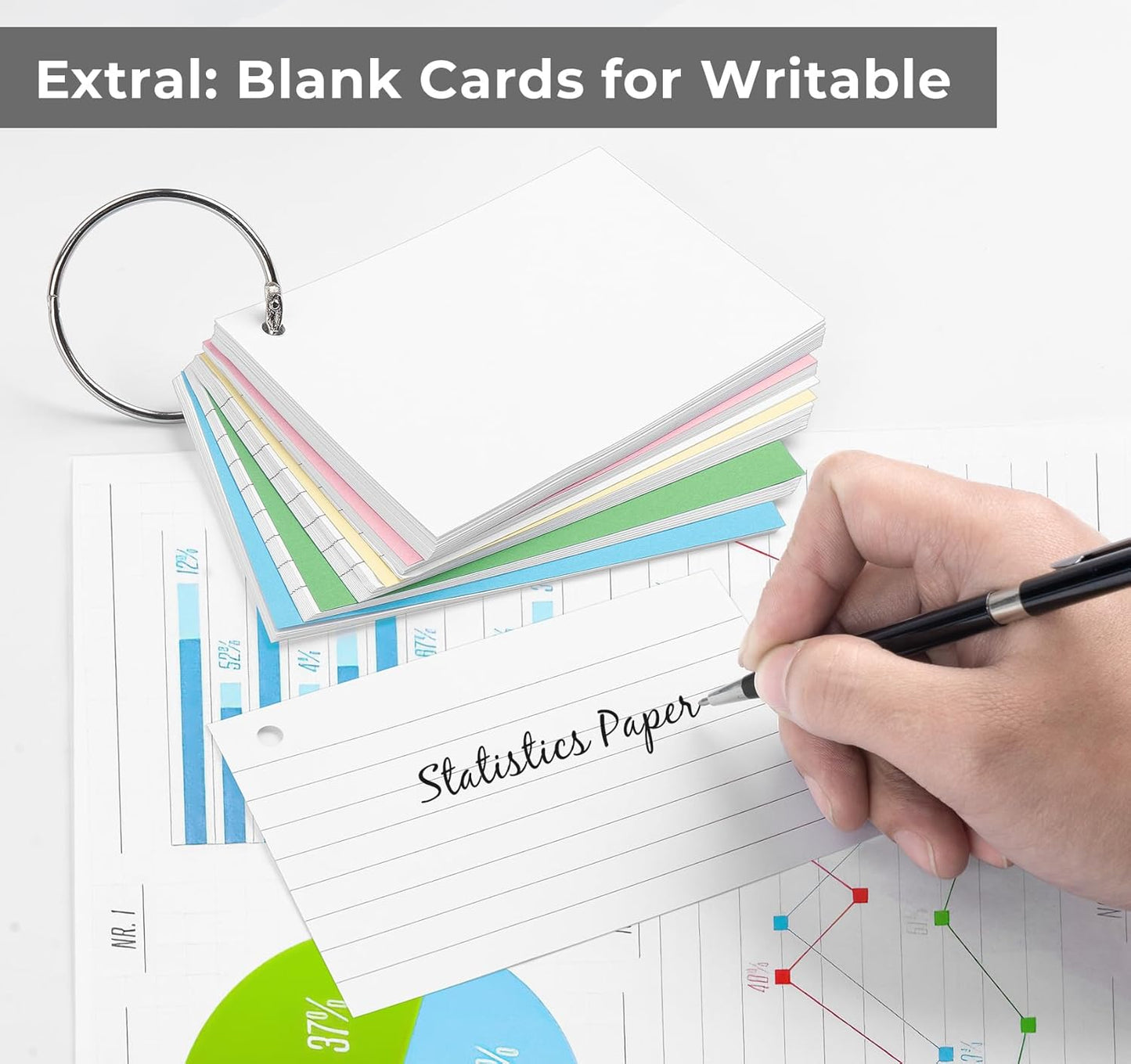 Ruled Flash Cards,500PCS Line Revision Cards, 3.5 x 5 in Index Cards,180GSM Heavy Index Note cards,White Record Cards for Student Essentials Learning Office Notecards Taking to do List Memo (White)