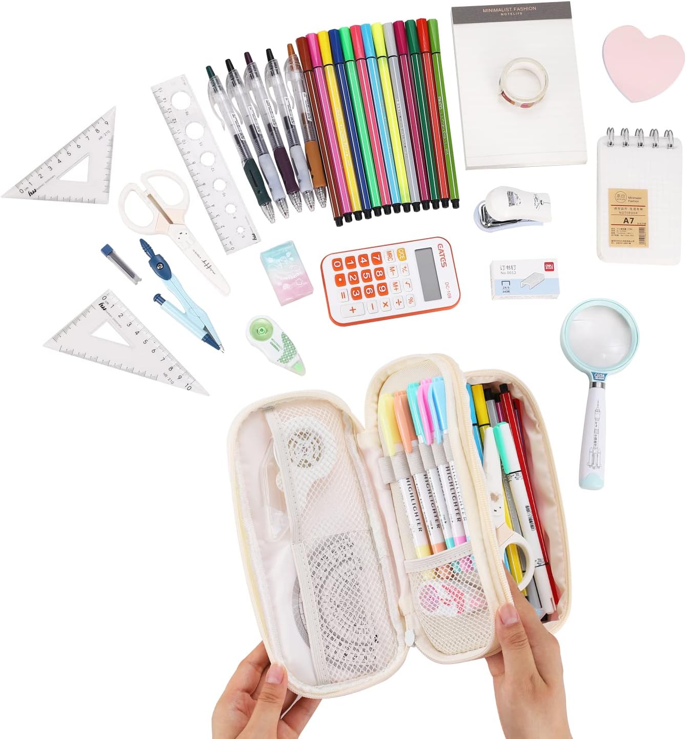 Big Pencil Case Large Capacity Pencil Bag with Zipper Pencil Pouch for Girls Boys Kids Adults Stationery Pencil Pen Case Organizer for School Office Yellow