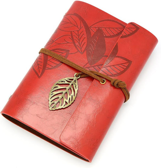 Vintage Dark Red PU Leather Cover Loose Leaf Blank Notebook Journal Diary Gift