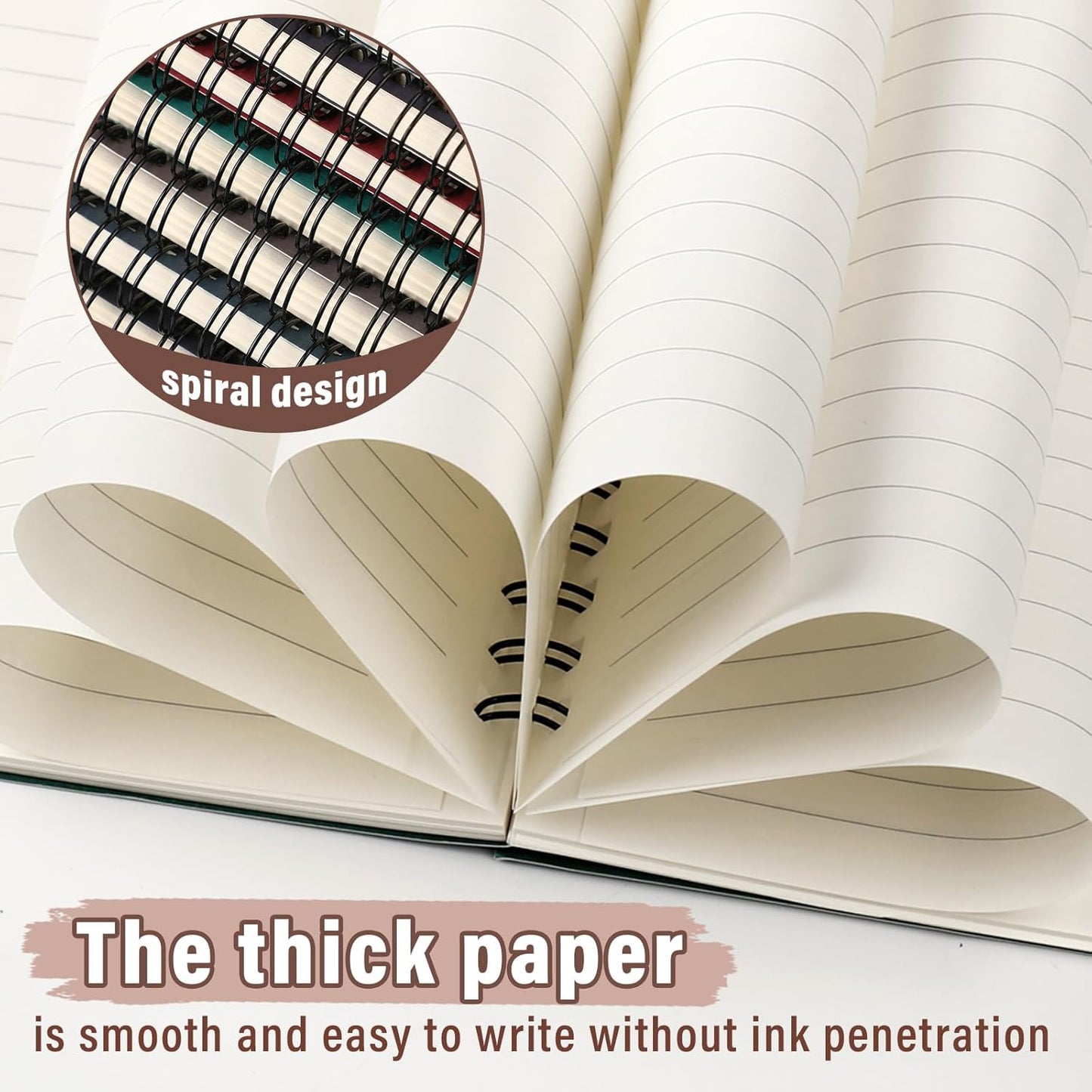 Fuutreo 12 Pcs Spiral Notebook for Work A5 8.3 x 5.7 Inch College Ruled Spiral Journal Notebook Kraft Cover Ruled Paper, 12 Color, 60 Sheets, 120 Pages for Office School(Business Color)