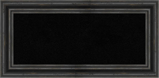 Amanti Art Black Cork Board for Wall, 17x35 Vision Board with Black Wood Frame, Medium Corkboard Office Decor for Home Organization, Country Rustic Corkboard Pinboard to Display Items for Home
