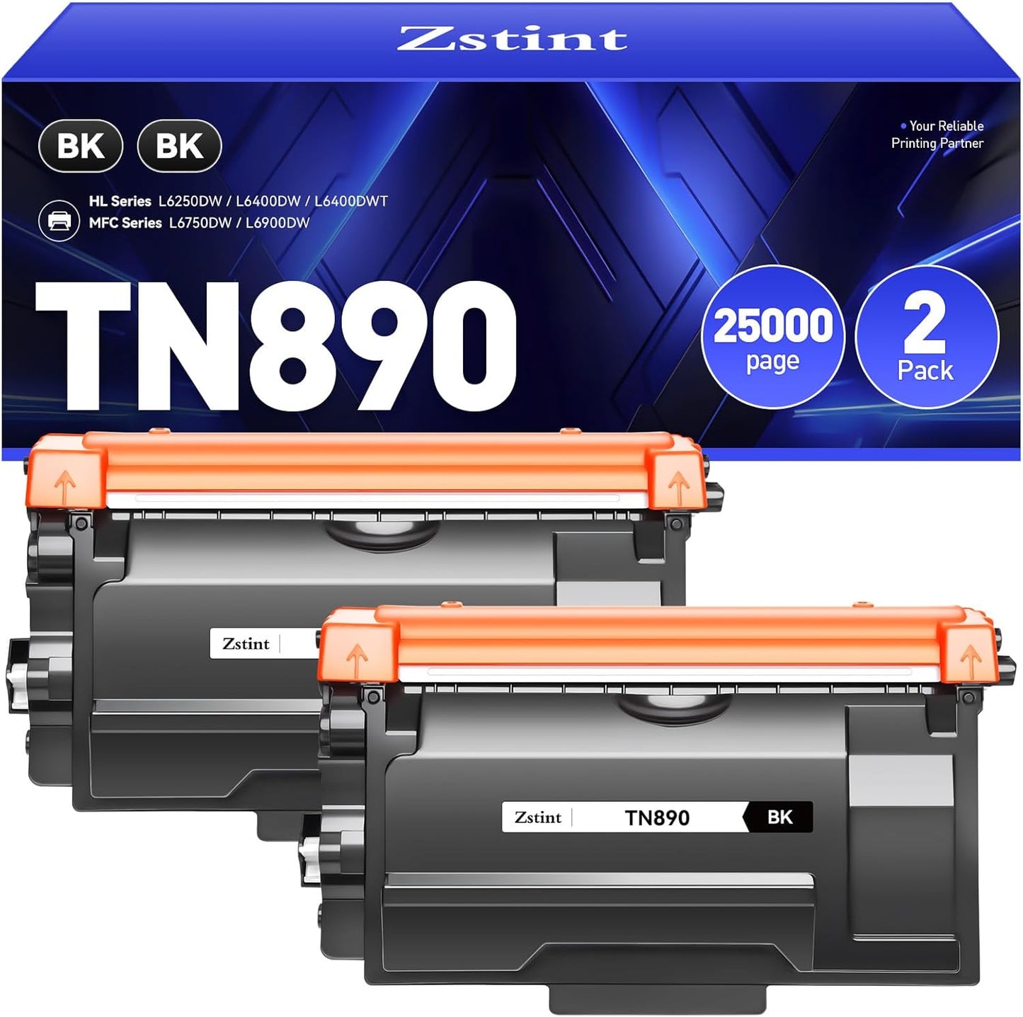 TN890 Toner Cartridge Ultra High Yield Black 2-Pack Compatible with Brother TN-850 TN880 TN-890 HL-L6200DW L6200DWT L5100DN L5200DW L6400DW MFC-L5800DW L5700DW L6700DW L6800DW DCP-L5600DN Printer Ink