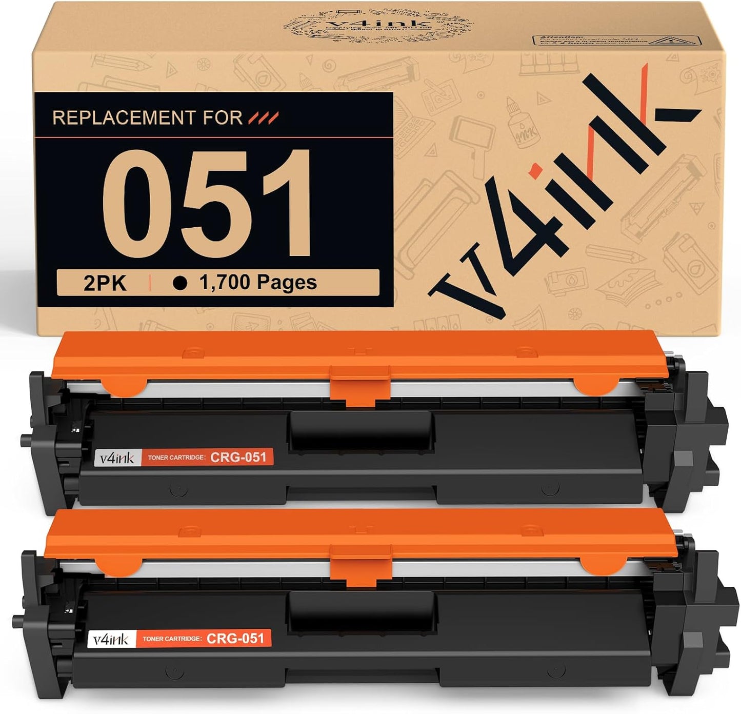 v4ink 2PK Compatible 051 Toner Cartridge Replacement for Canon 051 2168C001 CRG-051 Toner Cartridge Black for Canon ImageCLASS MF269dw MF267dw MF264dw LBP162dw LBP161dn LBP160 MF260 Printer