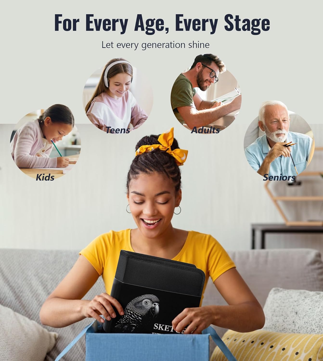 Cool Bank 106 Pack Art Supplies Sketching Kit with 3-Color Sketch Book, Coloring Book, Drawing Pencils with Graphite Colored Charcoal Watercolor & Metallic Pencils, Art Kit Gifts for Artist Adults Kid