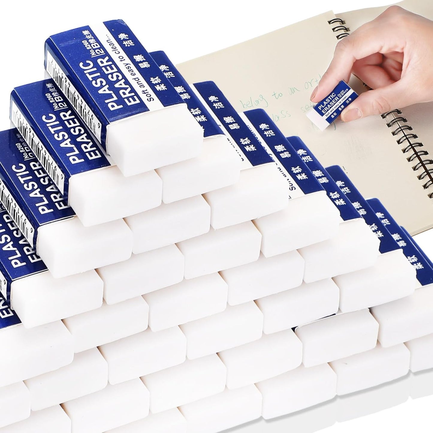 Yeaqee 300 Pcs White Pencil Erasers Bulk Soft Art Erasers School Pencil Erasers for Drawing Kids Student Artist Office Home Writing 1.57 x 0.71 x 0.31 Inch