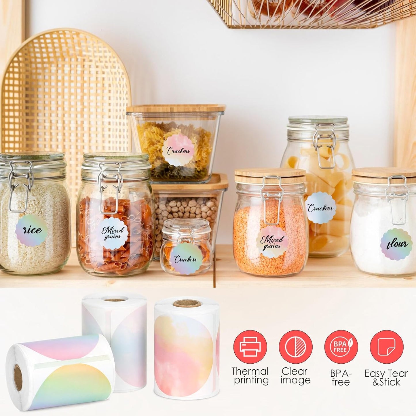 HuiJuKeJi 3 Rolls Thermal Round Label Paper,1.96 "x1.96 Gradient Label Maker Sticker for Phomemo M220/M200/M221/M110 Printer,Multi-Purpose Self-Adhesive Waterproof Labels for Barcode,DIY,Logo,Thanks