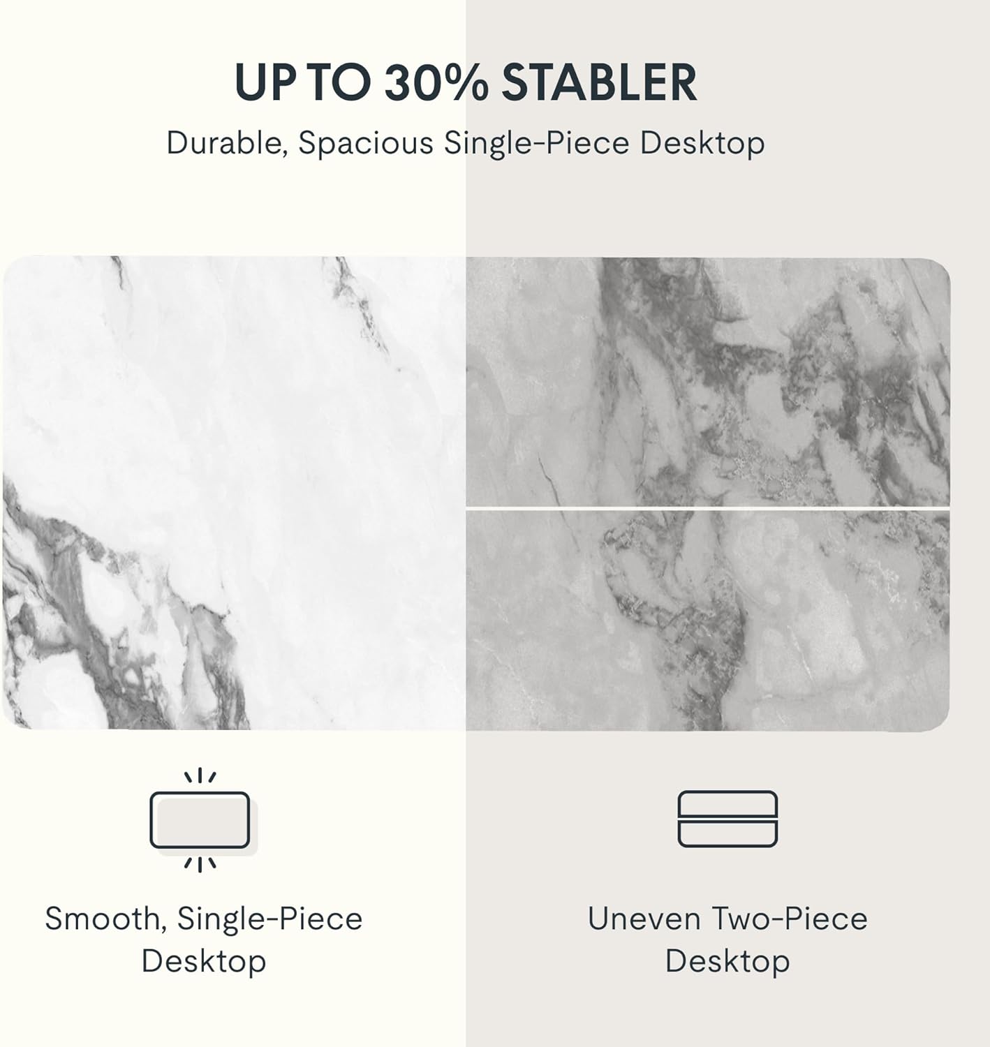 FLEXISPOT EN1 Whole-Piece Standing Desk 48 x 24 Inches Height Adjustable Electric Desk Sit Stand Desk Home Office Desks (Black Frame + Marble Gray Top, 2 Packages)