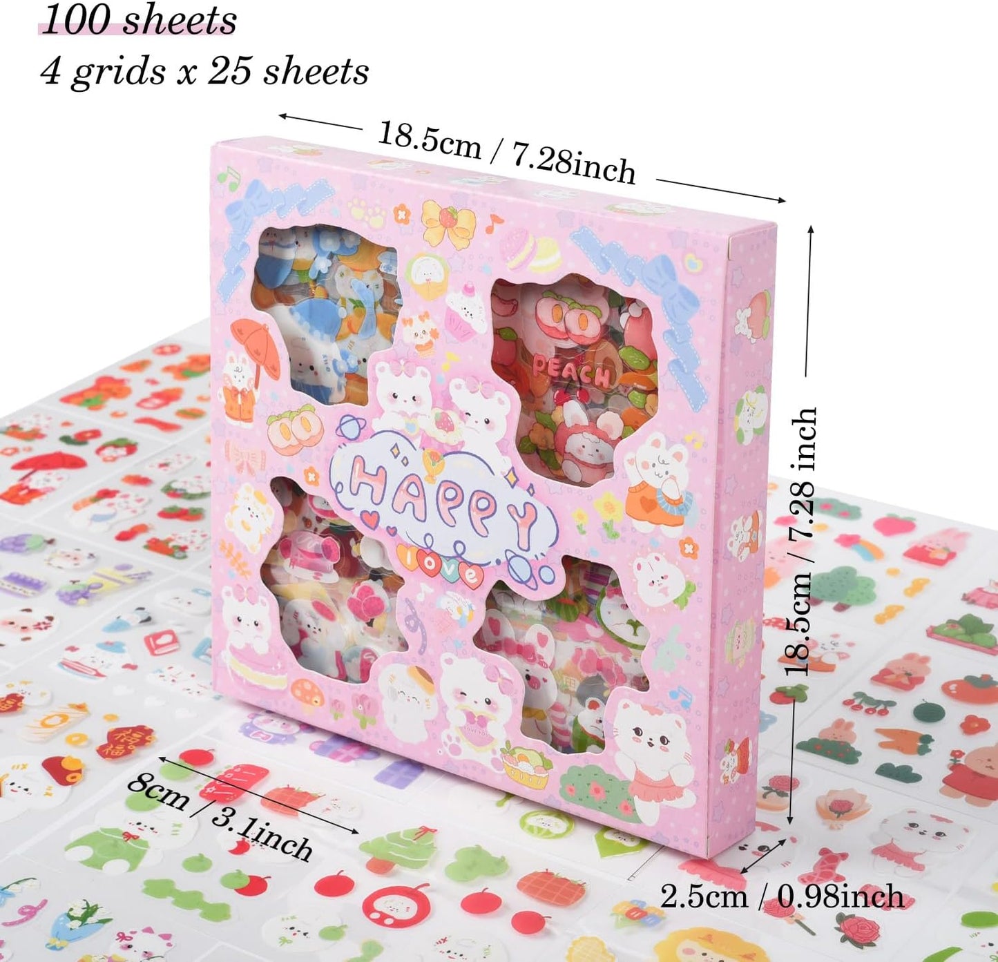 Kawaii Cartoon Animals Scrapbooking Stickers - Cute PET Transparent Bunny Bear Journaling Sticker Clipping Decor for Journals Diary Scrapbook Photo Album Laptop Planner Arts Gift Crafts