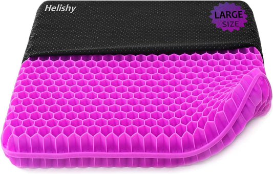 Extra Large Gel Seat Cushion, 17x17inch Double Thick Egg Gel Cushion for Pressure Pain Relief, Breathable Wheelchair Cushion Chair Pads for Car Seat Office Chair (Violet)
