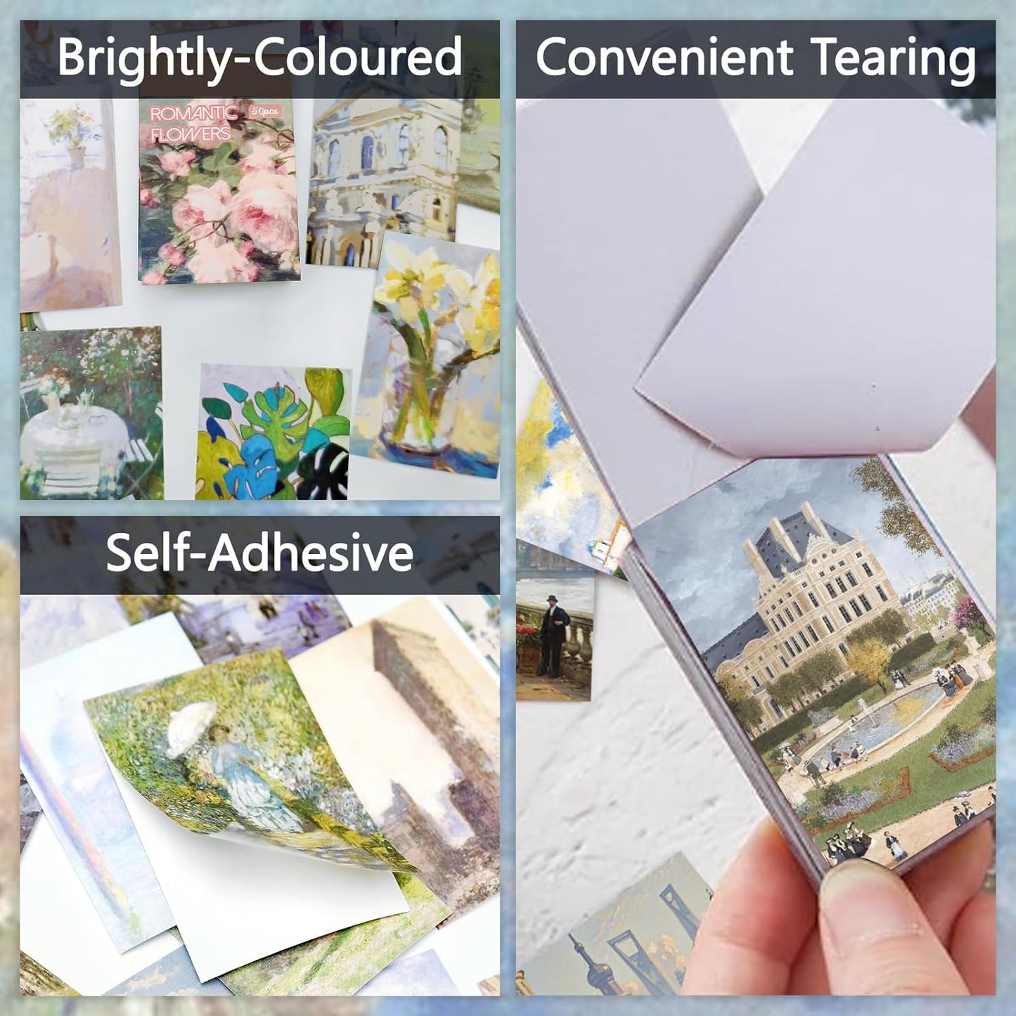 Washi Stickers, 6 Sets 300 Pcs Aesthetic Sticker Book for DIY Journaling, Journaling Supplies for Bullet Journal Art Diary Card Craft Gifts Planner Notebook