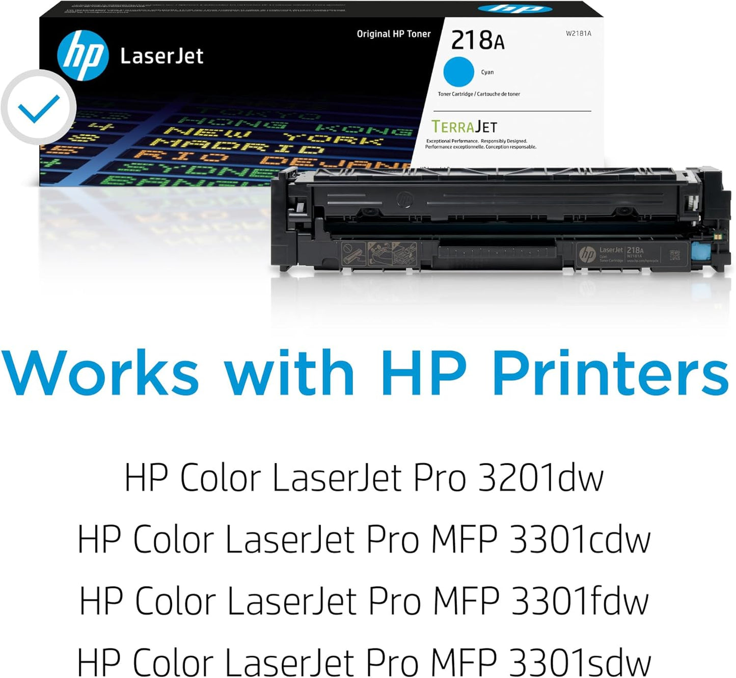 HP 218A Cyan Toner Cartridge | Works with Color Laserjet Pro 3201, MFP 3301 Series | W2181A