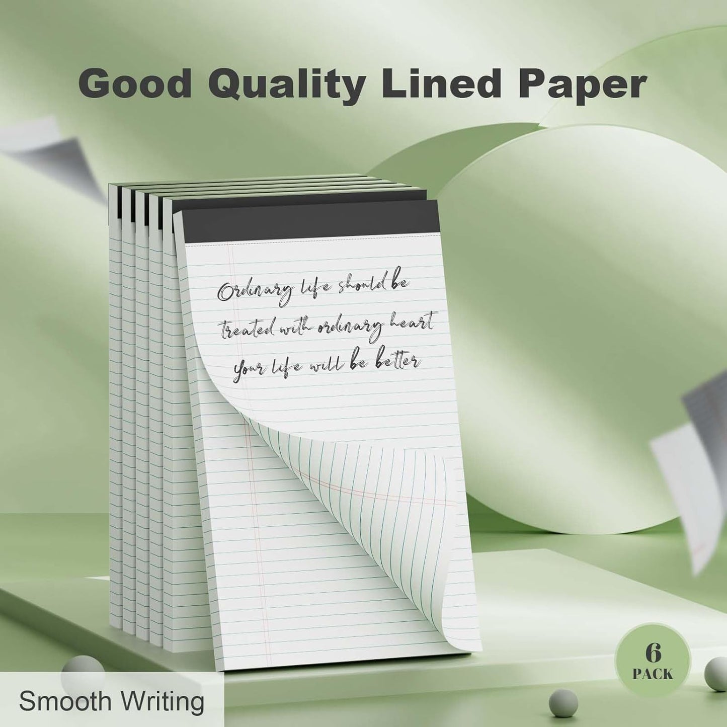 6 Pack Legal Pads 8.5 x 11 College Ruled Notepads, White Note Pads 8.5'' x 11'' Writing Pads Narrow Ruled Lined Paper Pads, 30 Sheets Per Note Pad, Legal Notepads for Work Study Daily Note Taking List