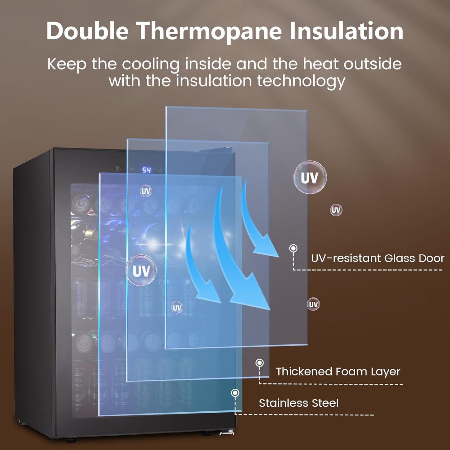 37 Bottle Wine Fridge,Freestanding 145 Can Beverage Refrigerator with Smart Temperature Control，4.5 CU FT Quiet Mini Fridge with Child Lock Panel for Family Restaurant Bar, Black