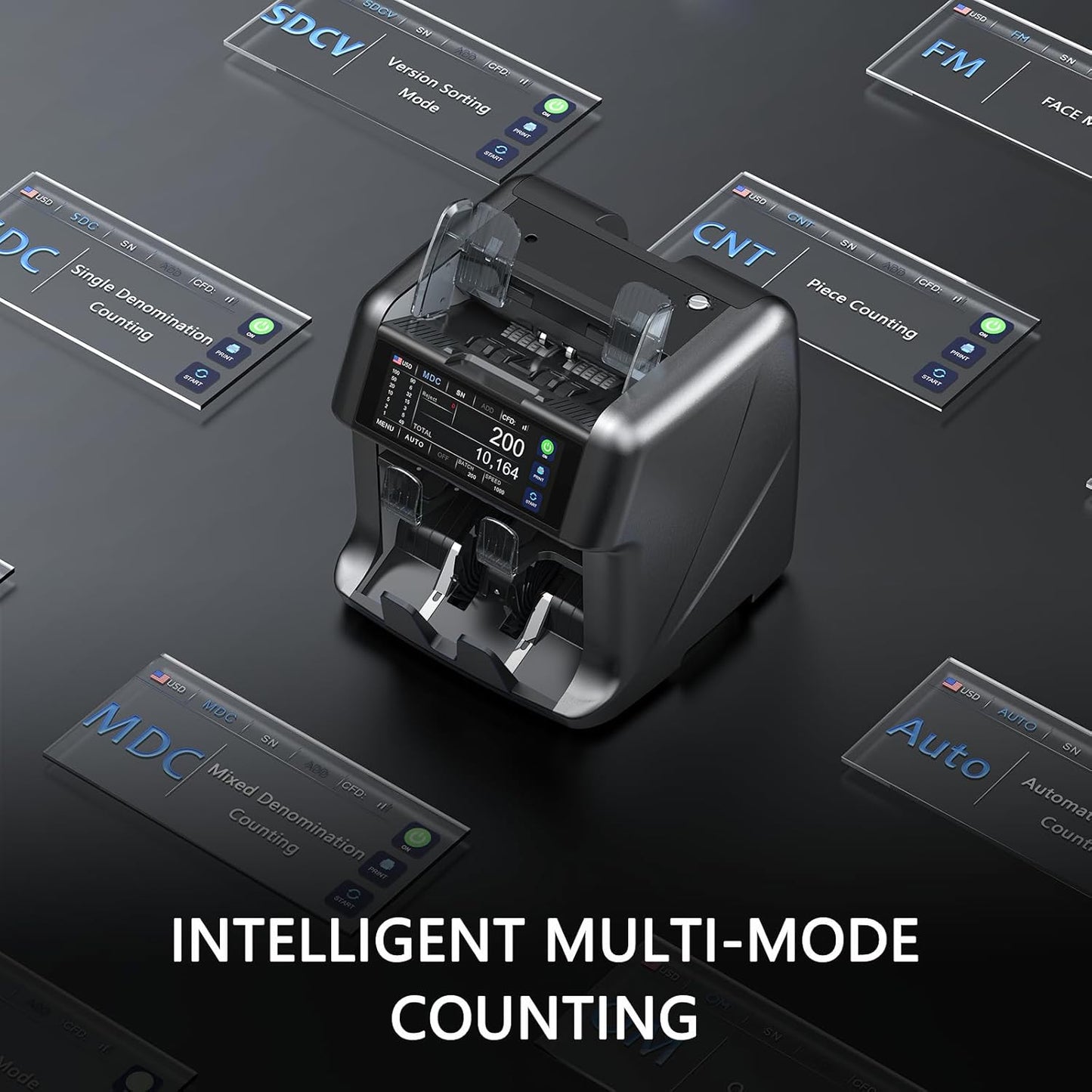 Aneken Ultra Series Mixed Denomination Money Counter with Reject Pocket, 6.9’’ Full Touchscreen, Multi Currency Sorter, 2 CIS/UV/MG/IR/IMG/DD/DBL/HLF/CHN, Bank-Level Counterfeit Detection Bill Counter