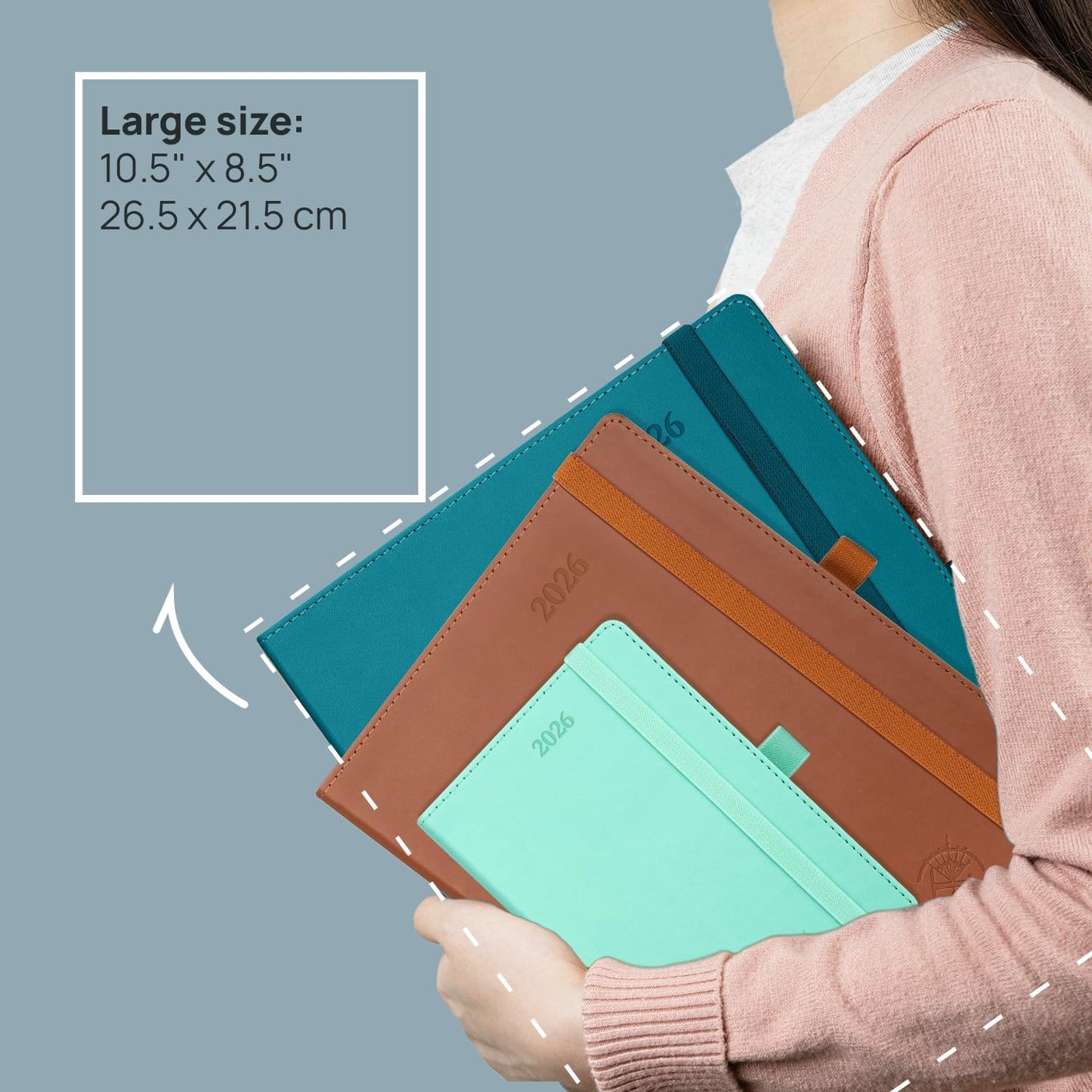 POPRUN 2026 Planner (Large - 8.5'' x 10.5'') - 2026 Weekly Calendar (Jan. 2026 - Dec. 2026) with Hourly Time Slots, Weekly/Monthly Appointment Book for Time Management - Leather Soft Cover - Purple