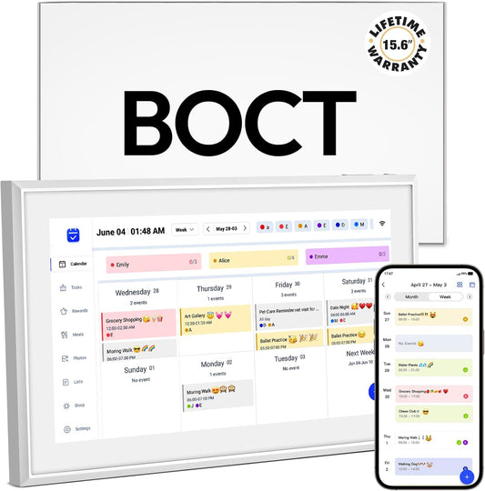 BOCT 15.6'' Digital Calendar Wall - 32GB Memory Touch Screen Chore Chart Smart Calendar,Digital Planner,Auto-Sync,APP Control,Interactive Family Schedules, Gift for Mother