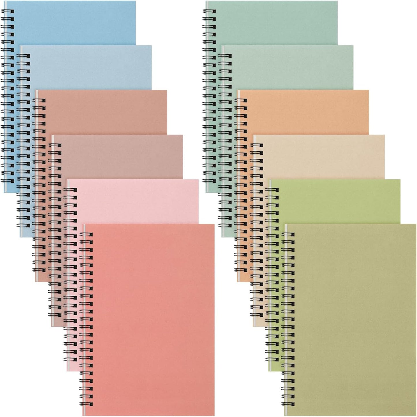 Fuutreo 12 Pcs Spiral Notebook for Work A5 8.3 x 5.7 Inch College Ruled Spiral Journal Notebook Kraft Cover Ruled Paper, 12 Color, 60 Sheets, 120 Pages for Office School(Earthy Color)