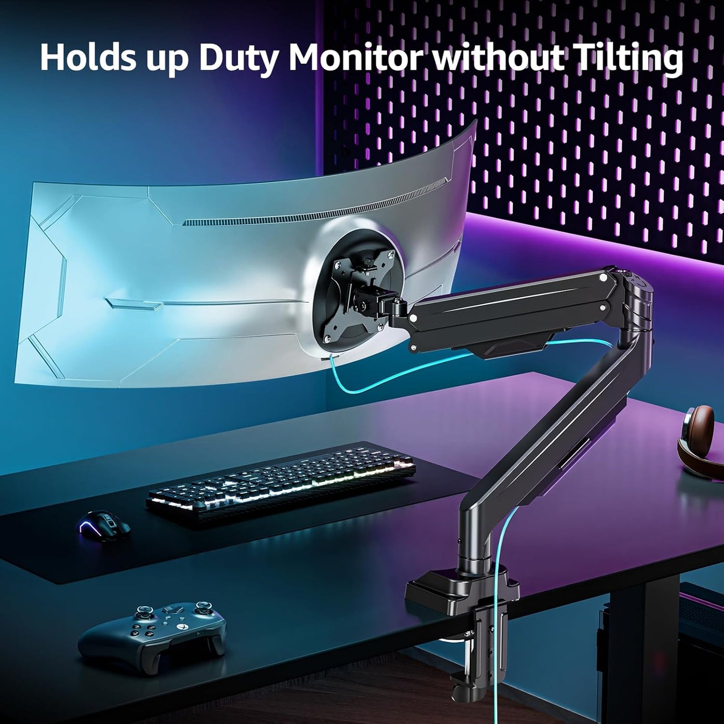 MOUNTUP Ultrawide Monitor Arm for 17-43 inch Curved Screen, Holds 2.2 to 33 lbs, Heavy Duty Monitor Desk Mount, Adjustable Gas Spring Arm, Computer Monitors Stand for Desk, VESA Mount