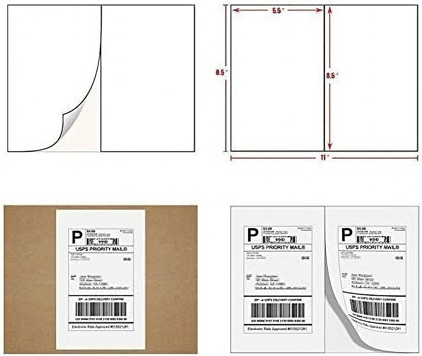 9527 Product Half Sheet Self Adhesive Shipping Labels for Laser & Inkjet Printers White Blank,2 Labels per Sheet (1000 Labels)