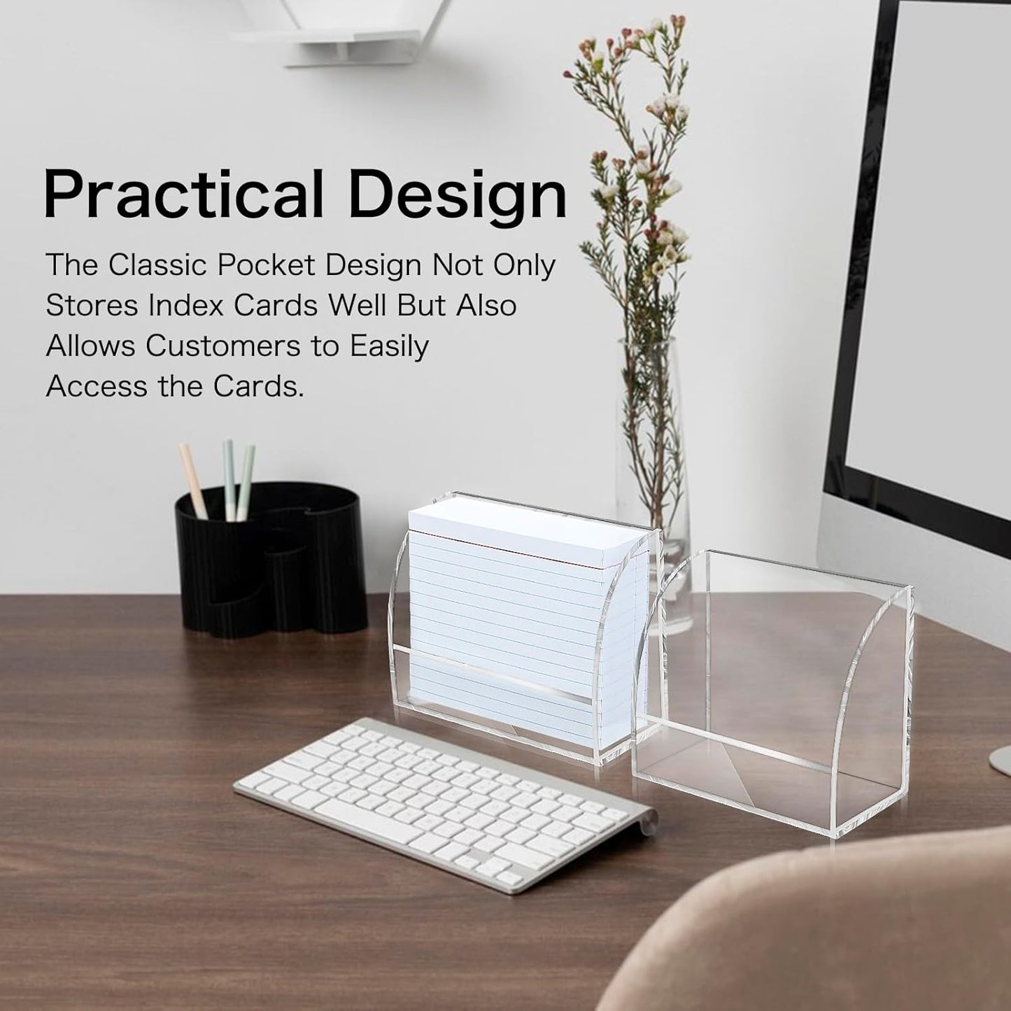 2 PCS Index Card Display Stand 4.7 X 2.4 X 6.3 Acrylic Card Holder for Desk File Note 4x6 Clear Postcard Stand Index Card Rack Acrylic Business Stand for Office Business Classroom(No Card)