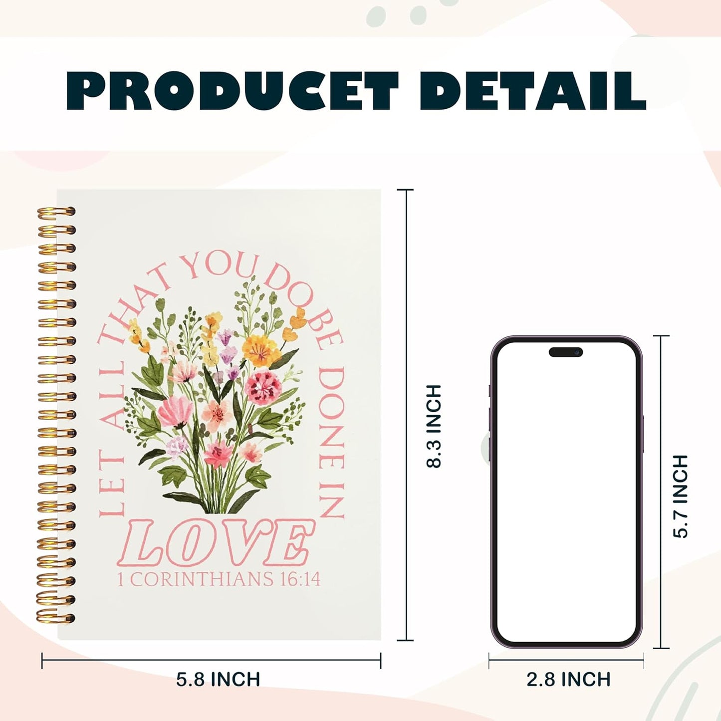 BearCake Prayer Journal for Women, Bible Journaling Notebook, Christian Gifts for Women, Let All That You Do Be Done in Love Prayer Journal for Women, Bible Journal Hardcover Spiral Notebook 5.5x8.3