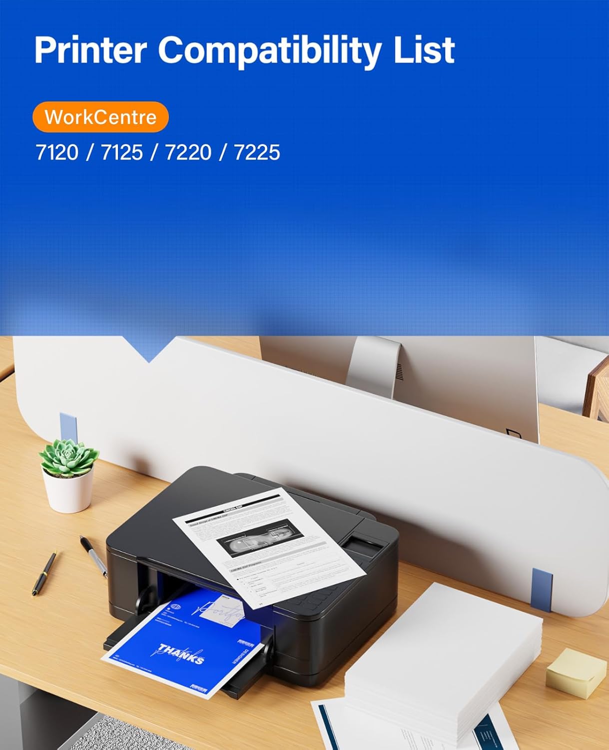 WorkCentre 7120 7125 Toner Cartridge Set 4-Pack Replacement for Xerox 006R01457 006R01460 006R01459 006R01458 Compatible with Xerox WorkCentre 7120 7125 7220 7225 Printer Ink Black Cyan Magenta Yellow