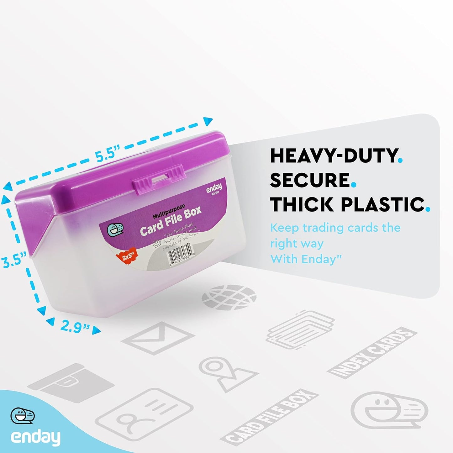 Emraw Index Card holder Case 3" X 5", ideal box card holder for Filing Notes, Addresses & Recipes. Holds Up to 250 Cards, Grey, Pink, Purple, Blue (Pack of 12)