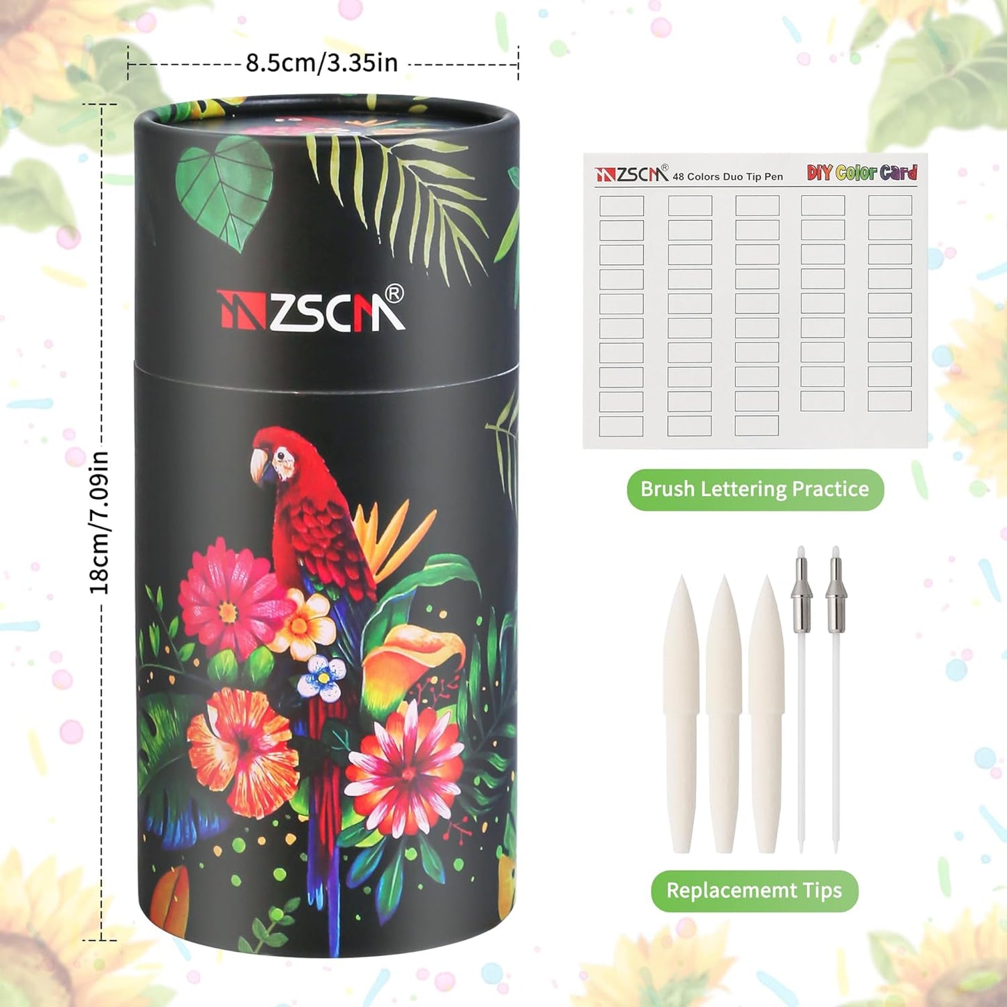 ZSCM 48 Colors Markers for Adult Coloring Books No Bleeding - Duo Tip Art Pens, Fine & Brush Coloring Marker for Adult Calligraphy, Illustration, Cards Drawing, Note taking Lettering, Journaling