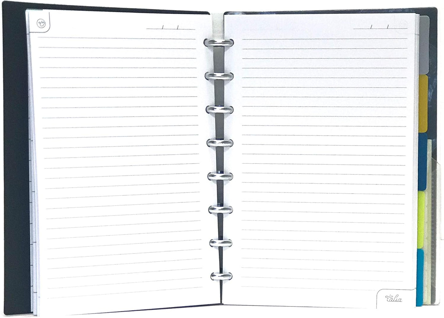 Talia Discbound Notebooks, Planner, Customizable, (yClear w/Silver Discs, Junior (5.5in x 8.5in))
