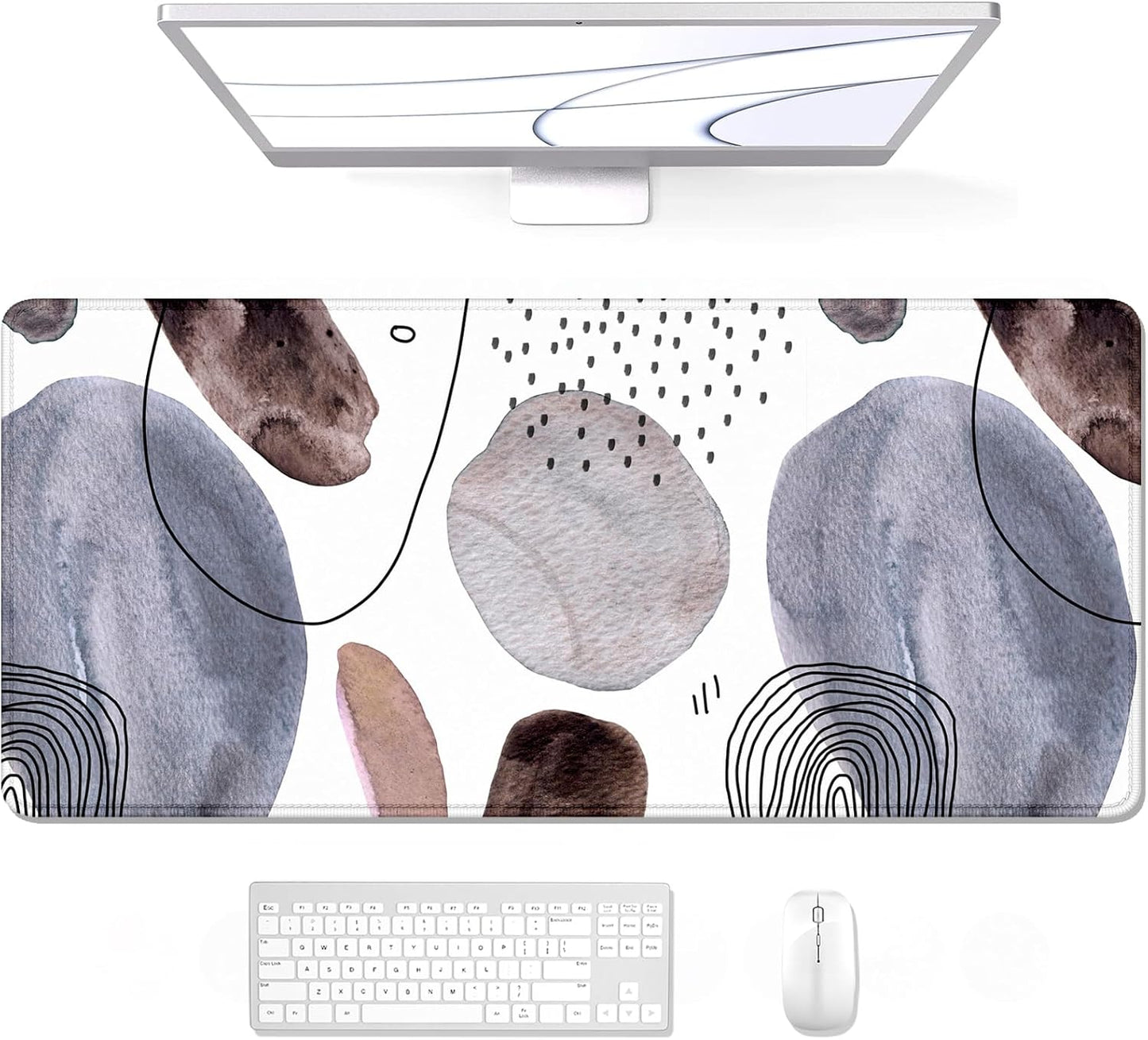 Auhoahsil Large Mouse Pad, XXL Gaming Mousepad, Desk Mat for Desktop, Thick Rubber, Big & Long Size, Stitched Edges, Full Desk Pad for Laptop & Computer, Extended 31.5 x 11.8 in, Watercolor Stone