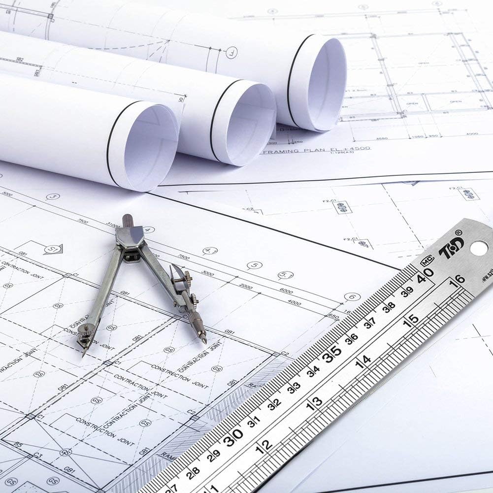 ZZTX Ruler Metal Straight Edge Stainless Steel Ruler 6 Inch Ruler Set Rulers Bulk 6 Pack