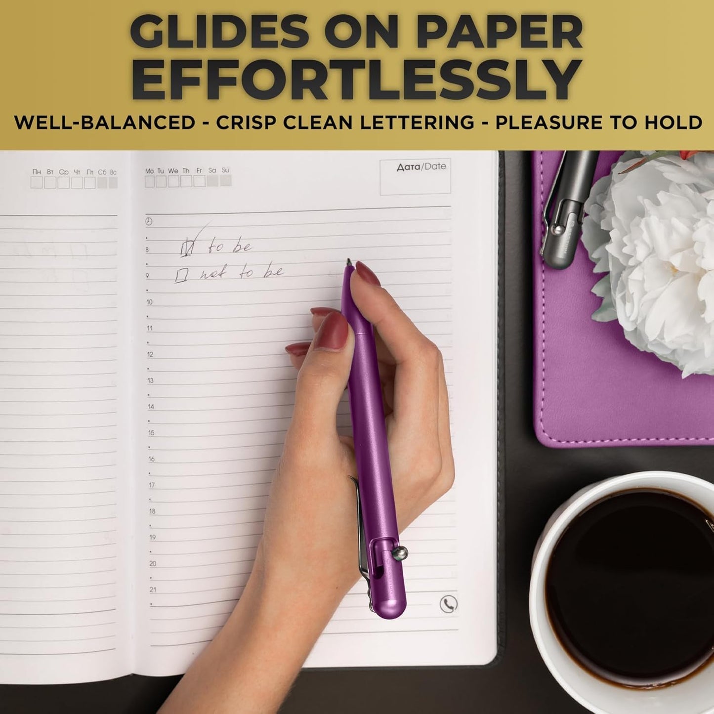 BASTION® Luxury Bolt Action Pen, Durable Professional Ballpoint Pen with Fine Tip, EDC Pen, Ink Refillable Pen for Birthday Gift, Travel Pen for School and Work