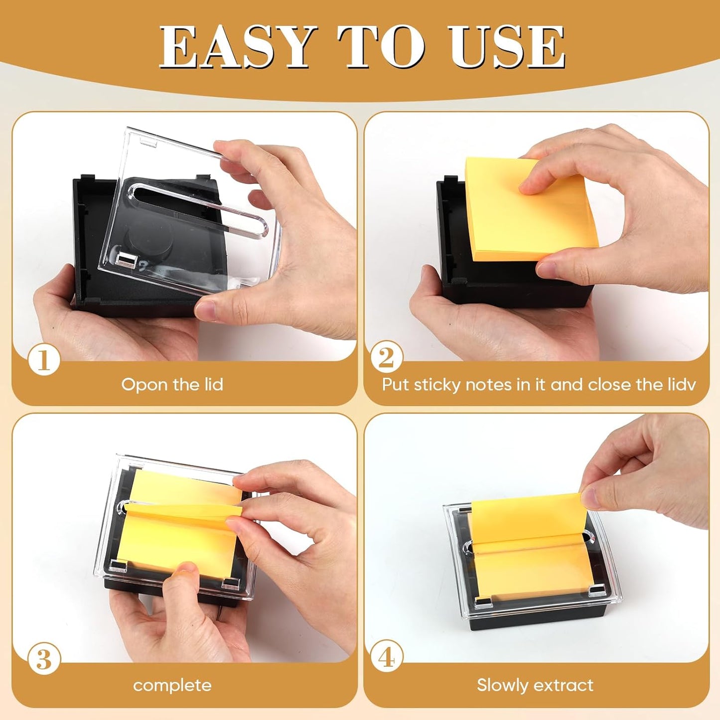 8 Pcs Pop Up Note Dispenser，Sticky Note Holder ，3 x 3 Inch，Clear Top and Black Base Sticky Notes Dispenser for School Office Home Store Classroom Desk Supplies