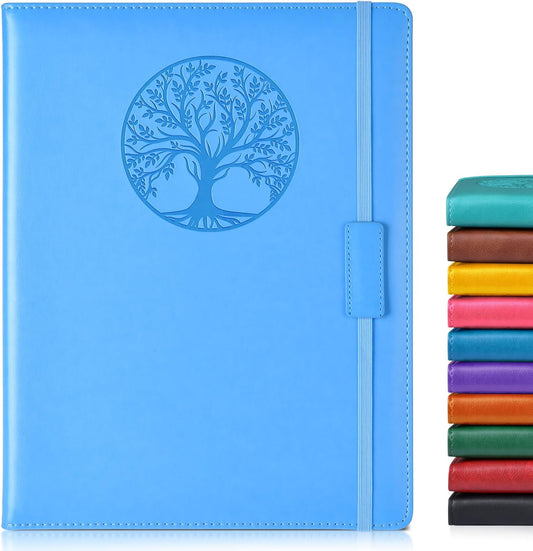 Lined Journal Notebook for Women Men,256 Pages A4 Large Hardcover Leather Journals for Writing,Travel,Business,Work,School,College Ruled Notebooks for Note Taking,Diary Notepad 8.6"×11"(Light blue)